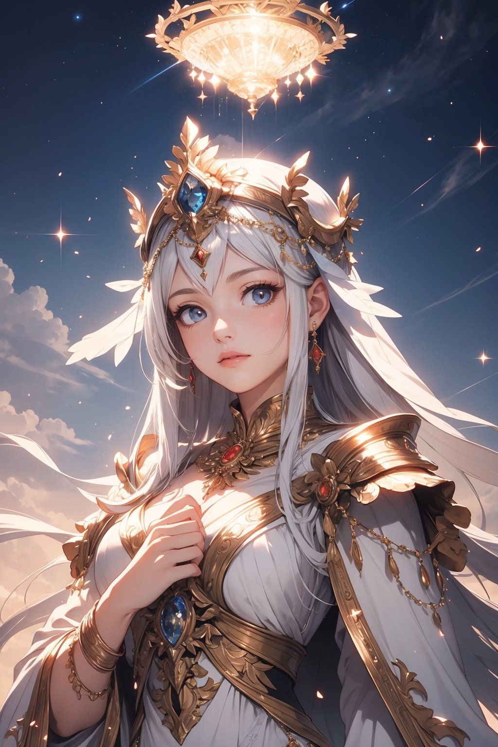 Illuminate Athena, the goddess of wisdom, with a celestial glow. Render in high resolution, capturing both regality and divine intelligence in an ethereal illustrative style.