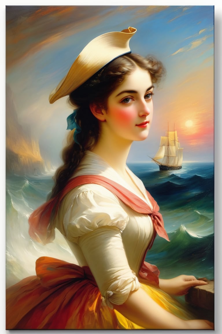 , artwhmscl, romantic art, William Turner, vibrant colors, sailor woman
,    Arttrttrt   mad-thrdpnt  