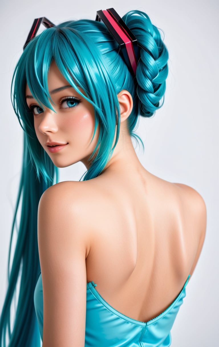 (masterpiece), best quality, expressive eyes, perfect face, Hotsune Miku, sexy, backshot