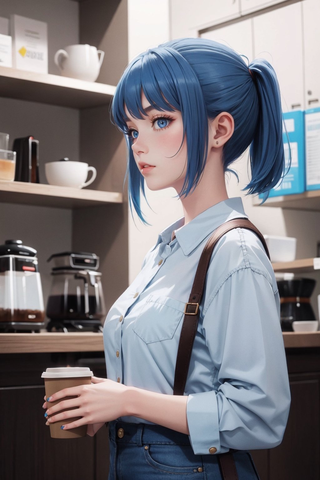 coffee girl with blue hair