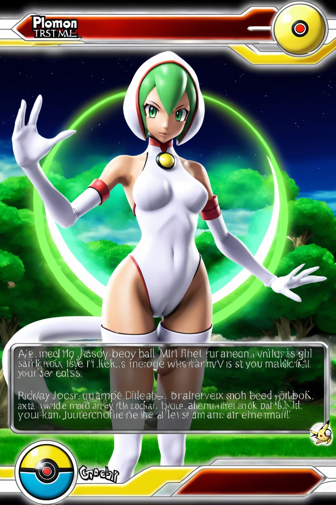 english text, pokemon \(creature\), gameplay mechanics, fake screenshot, gardevoir with sexy body and huge breast