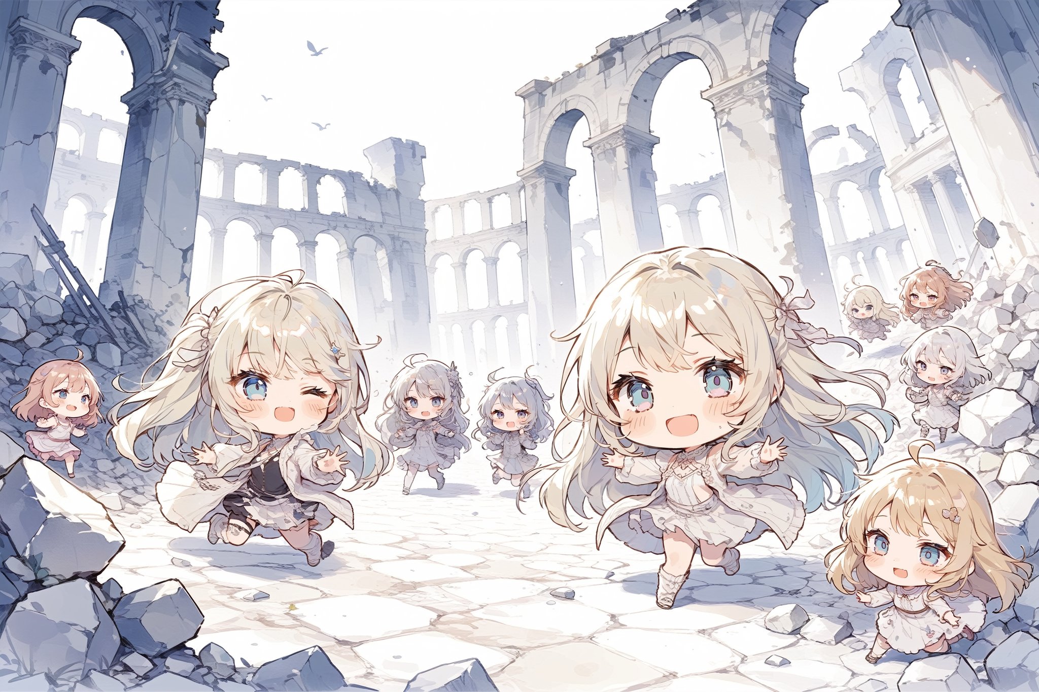 multiple girls,chibi,Lots of girls playing happily in the ruins,
masterpiece, best quality, aesthetic,multiple girls,chibi,Lots of girls playing happily in the ruins,
masterpiece, best quality, aesthetic,