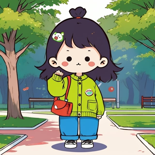 chibi avatar,cutestickers, girl in a park