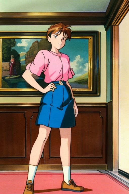 18-year-old  girl draws a picture and 18-year-old b boy draws a portrait of a girl. Vintage 90's anime style. stylish model posing in 7/11 art hall., sci-fi. the interior of the Stroganov Academy of Design