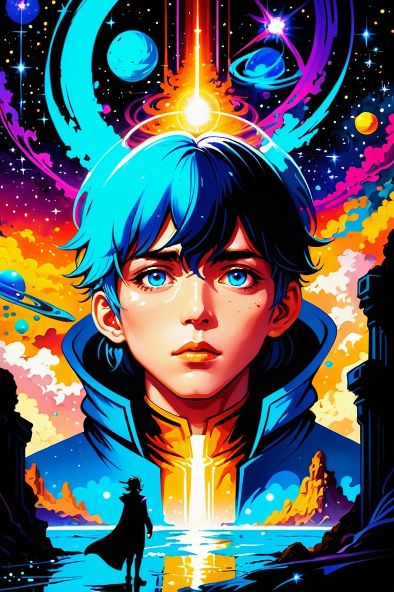 anime style, digital painting, a galactic,infinite fantasy topia edge of the universe, masterpiece