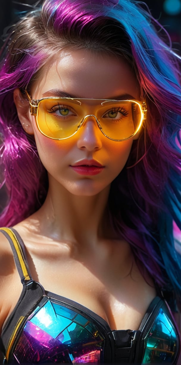 Similar graph, a cyberpunk girl, Wear clear neon glasses, cyberpunk., golden ratio details, 32k uhd, fantasy, cyberpunk, intricate, decadent, highly detailed, digital painting, ever after high, octane render, artstation, concept art, smooth, sharp focus, illustration, art by artgerm, loish, wlop. (heartwarming, uplifting, charming), (UHD, masterpiece, detailed eyes, detailed face, highest quality), (light leaks, subsurface scattering, rim light, beautiful lighting and shading, deep background, vibrant complementary colors, sharp focus)