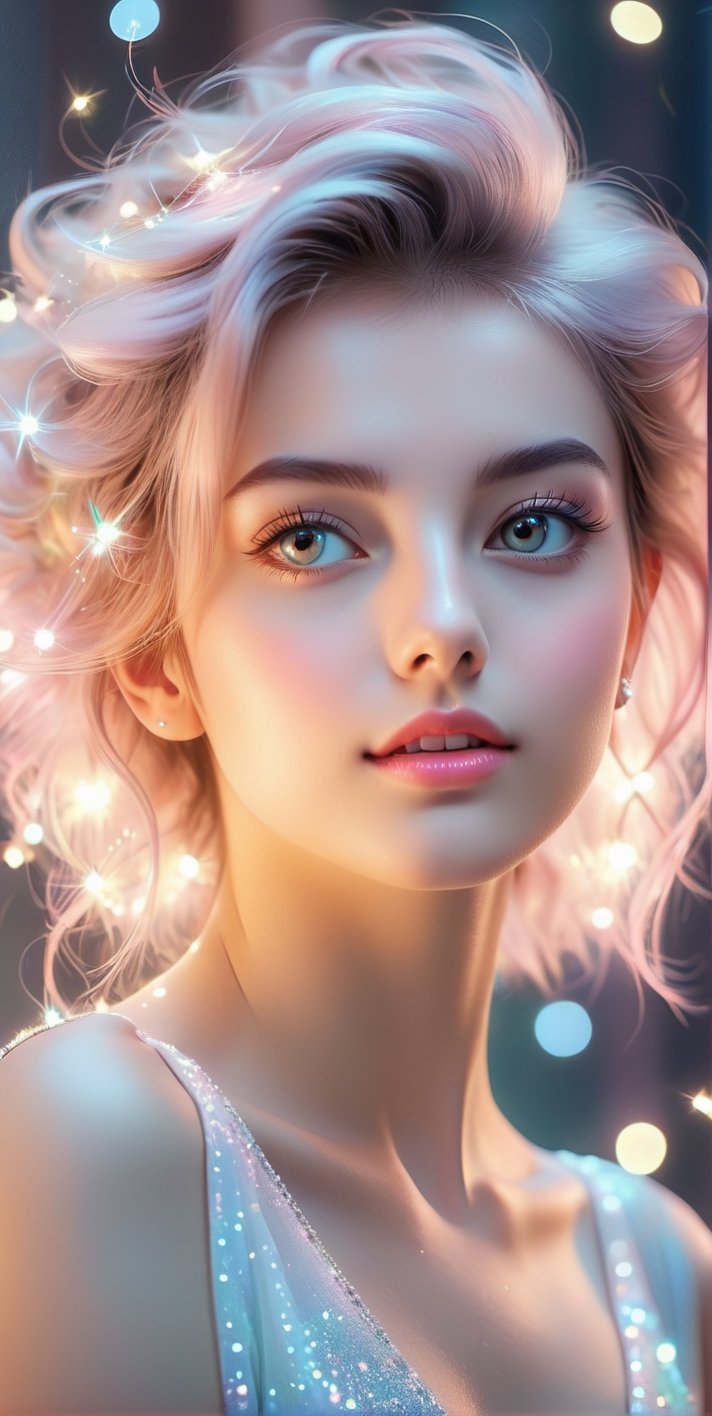 Illumination, female, sparkling, pastel color
