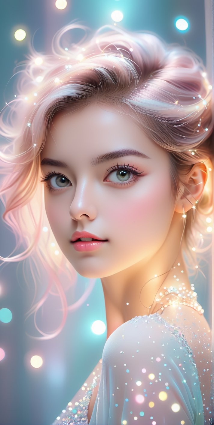 Illumination, female, sparkling, pastel color
