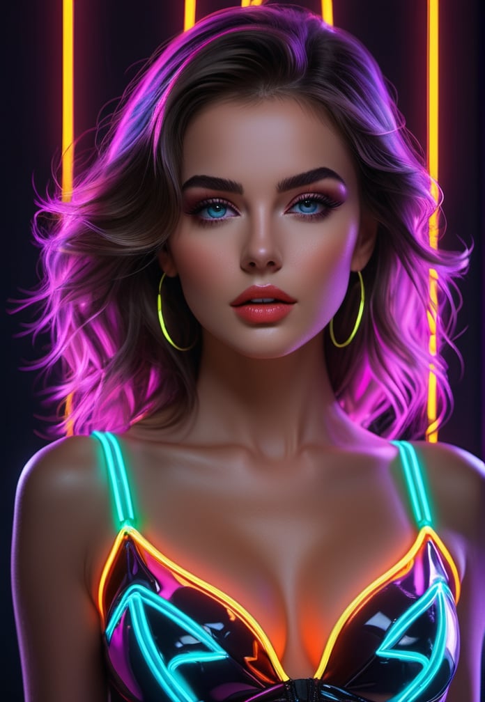 Neon Art women's, high resolution, 4k,