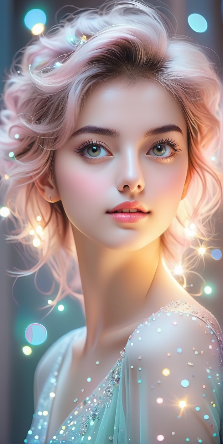 Illumination, female, sparkling, pastel color
