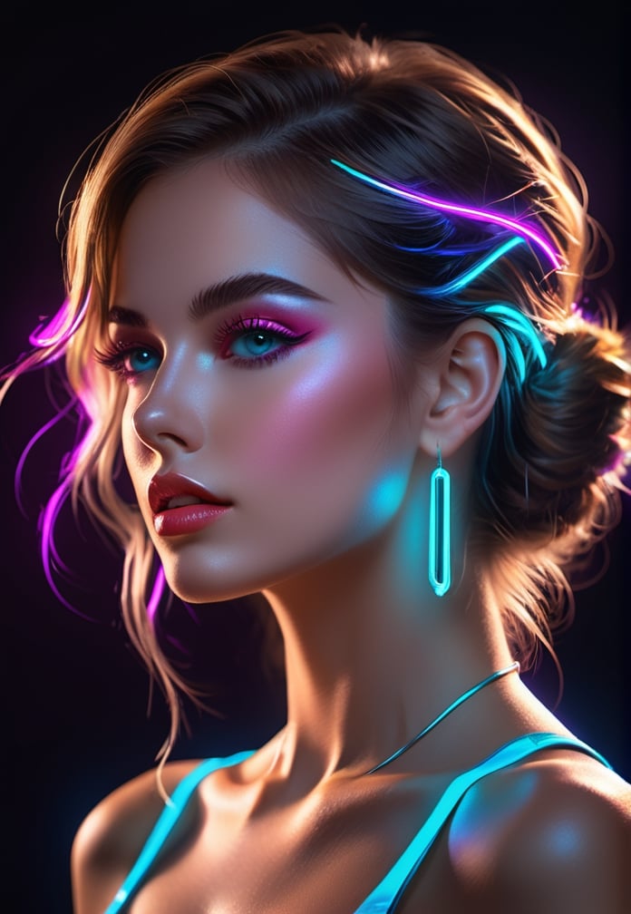 Neon Art women's, high resolution, 4k,