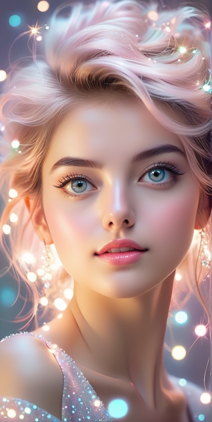 Illumination, female, sparkling, pastel color
