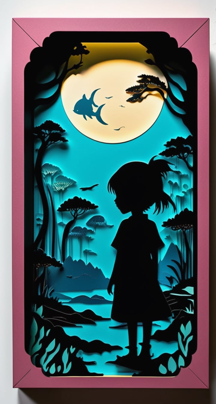 3D Papercut Shadow Box Sticker with perfect text ** TenTen **: TenTen's depth portrayed through a layered, shadowy paper world.