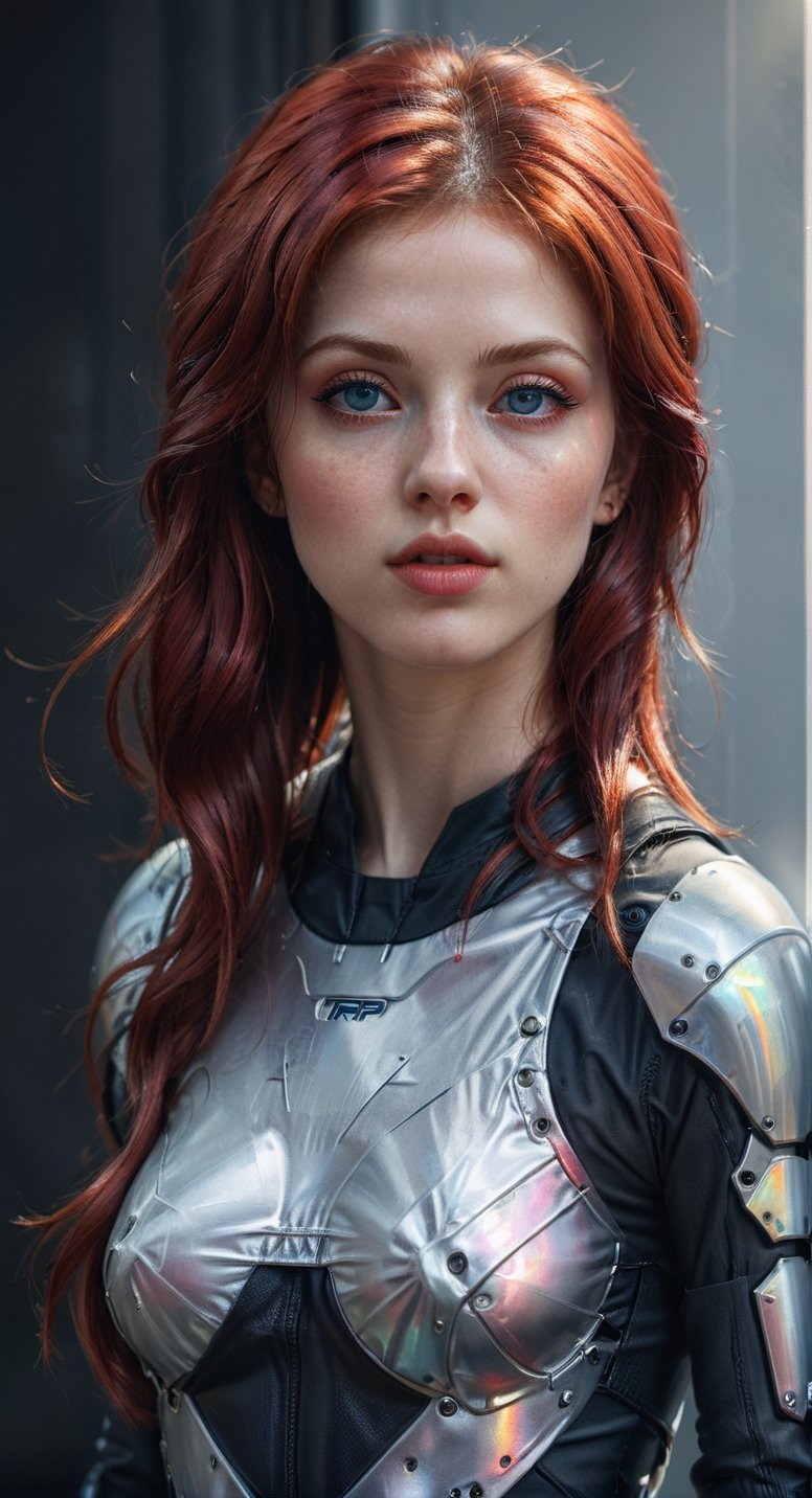 Hyperrealistic sexy Girl Portrait,full body,red hair,ultra detail eyes,face,body**: An extremely high-resolution hyperrealistic portrait of a girl, pushing the boundaries of realism with fine textures and lifelike details.
,DonML1quidG0ldXL ,bl4ckl1ghtxl,holographic,DonML4zrP0pXL,Mechanical part