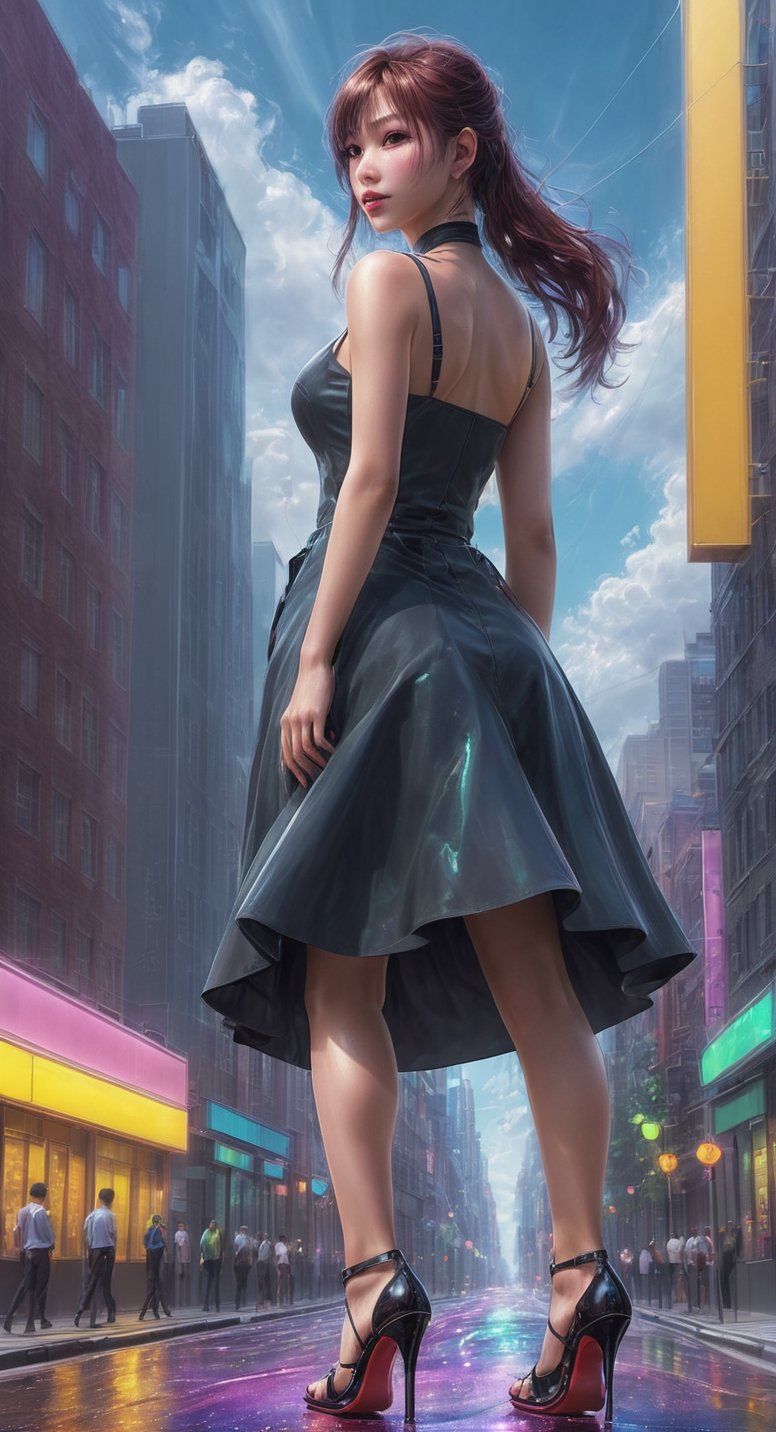 a woman in high heels on a city street, by Krenz Cushart, conceptual art, alternate album cover, a hyperrealistic schoolgirl, 🔥 😎 🕹️ 👀 :2, tifa, artwork in the style of guweiz, beautiful girl, cutesexyrobutts, high definition anime art
,DonMV01dfm4g1c3XL ,aw0k