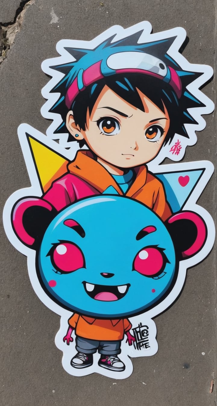 Graffiti Sticker Art of Tenten**: Street art vibes, vivid colors, urban flair, tagging, spray paint, edgy.
,Monster