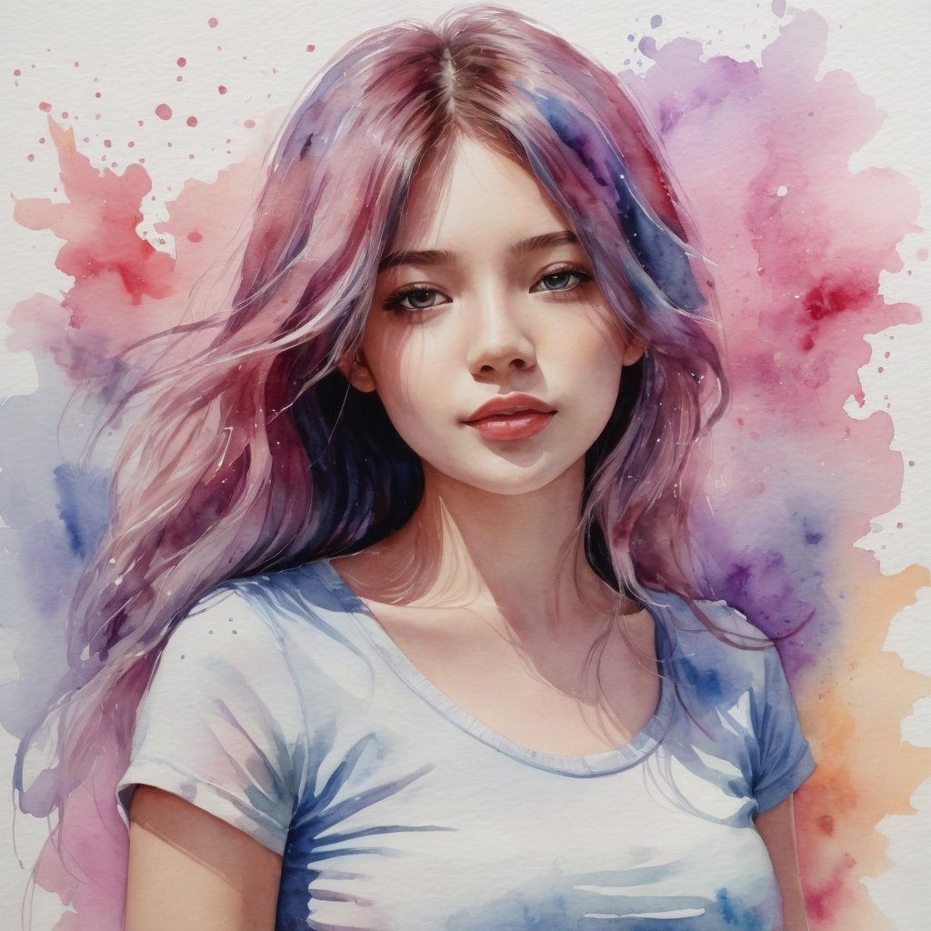 Watercolor painting of a girl - vibrant, beautiful, painterly, detailed, textural, artistic.
,b3rli,SteelHeartQuiron character