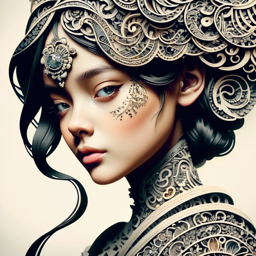 Typographic art featuring a girl - stylized, intricate, detailed, artistic, text-based.
