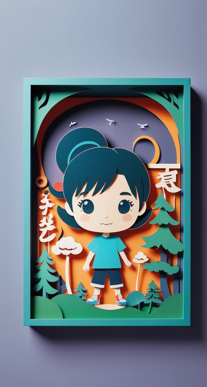 3D Papercut Shadow Box Sticker with perfect text ** TenTen **: TenTen's depth portrayed through a layered, shadowy paper world.,tshirt design,vector art illustration