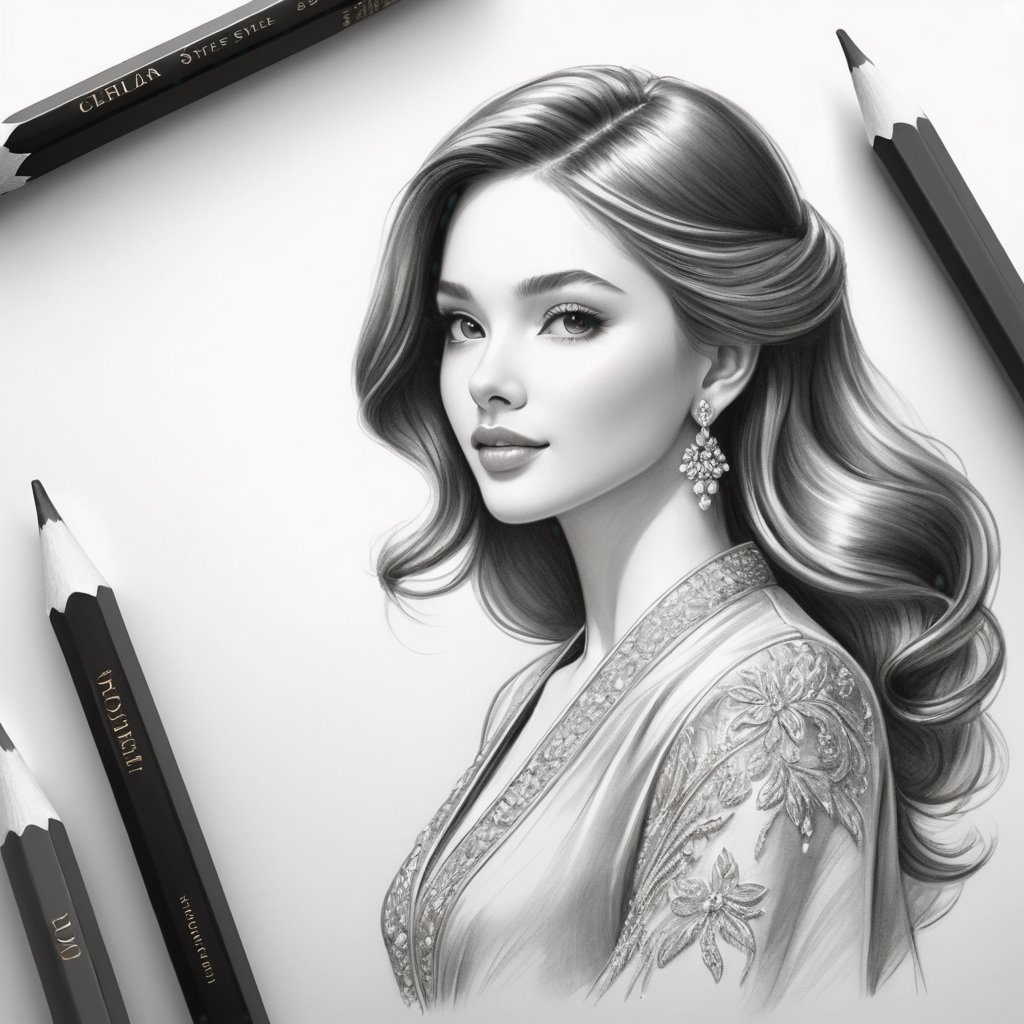 Luxury product style featuring a girl - elegant, sophisticated, high-end, luxurious, professional, highly detailed.
,pencil sketch