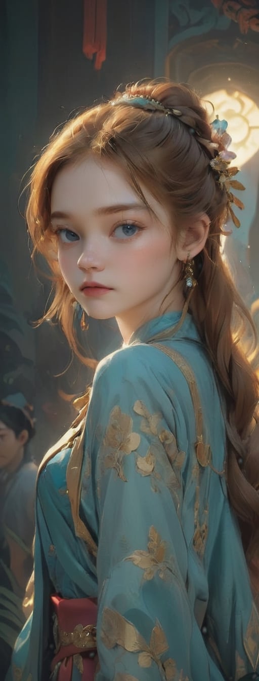 a highly detailed epic cinematic concept art CG render digital painting artwork: Sadie Sink. By Greg Rutkowski, Ilya Kuvshinov, WLOP,
 Stanley Artgerm Lau, Ruan Jia and Fenghua Zhong, trending on ArtStation, subtle muted cinematic colors, made in Maya, Blender and Photoshop, octane render, excellent composition, cinematic atmosphere, dynamic dramatic cinematic lighting, precise correct anatomy, aesthetic, very inspirational, arthouse
,huayu