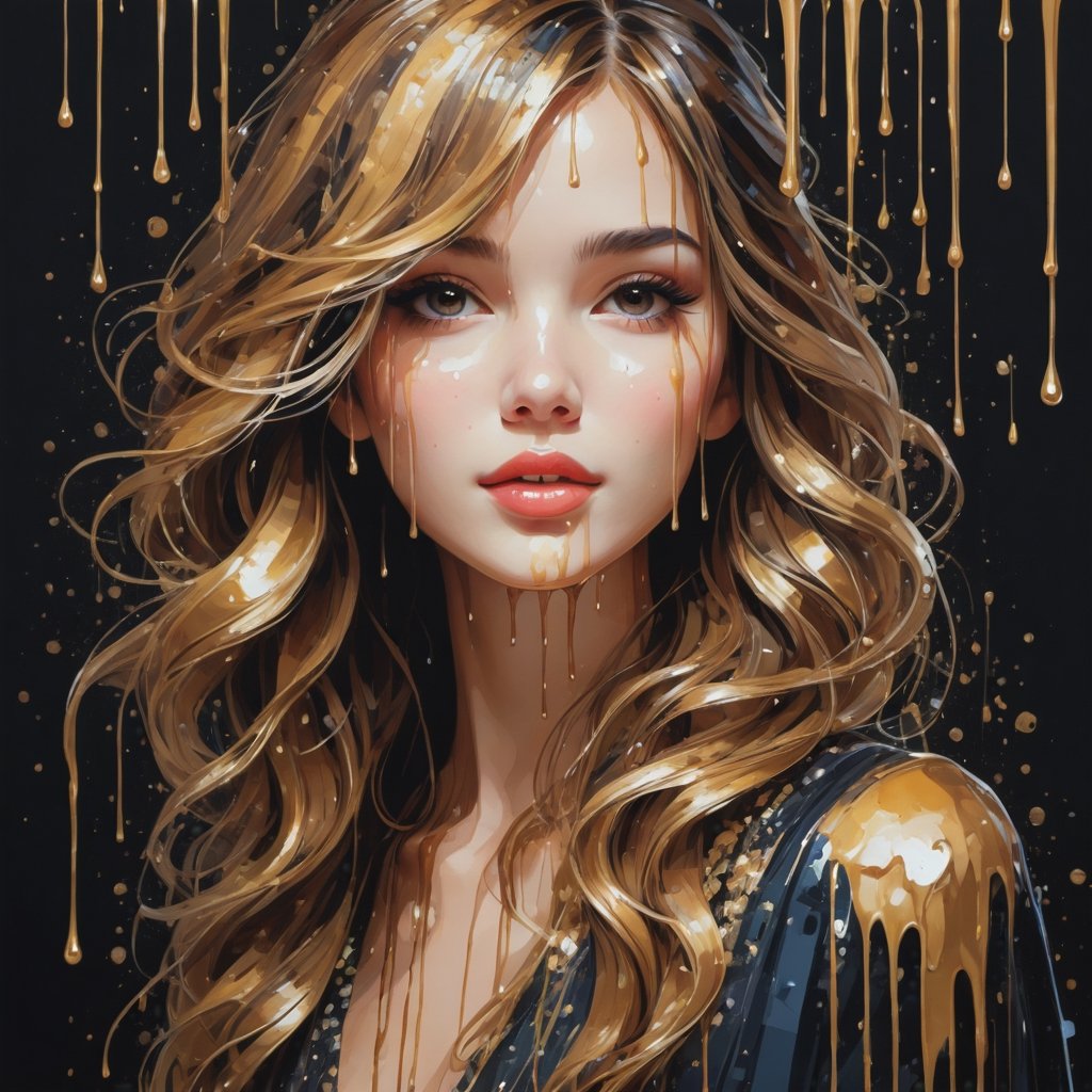 Luxury product style featuring a girl - elegant, sophisticated, high-end, luxurious, professional, highly detailed.
,dripping paint,pixelartstyle