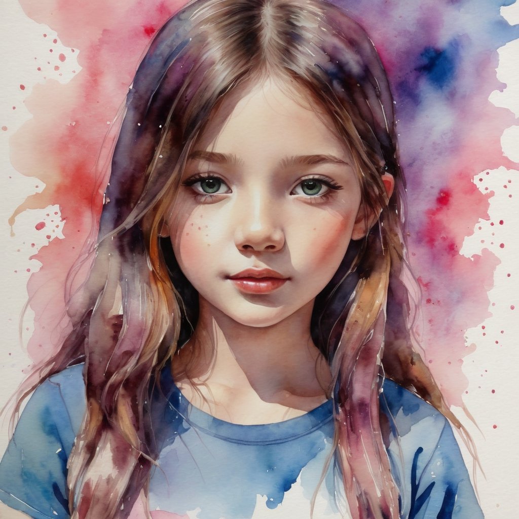 Watercolor painting of a girl - vibrant, beautiful, painterly, detailed, textural, artistic.
,b3rli