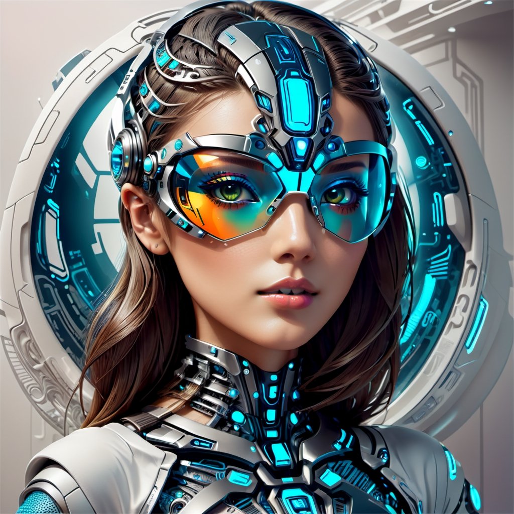 Futuristic style featuring a girl - sleek, modern, ultramodern, high tech, detailed.,tshirt design