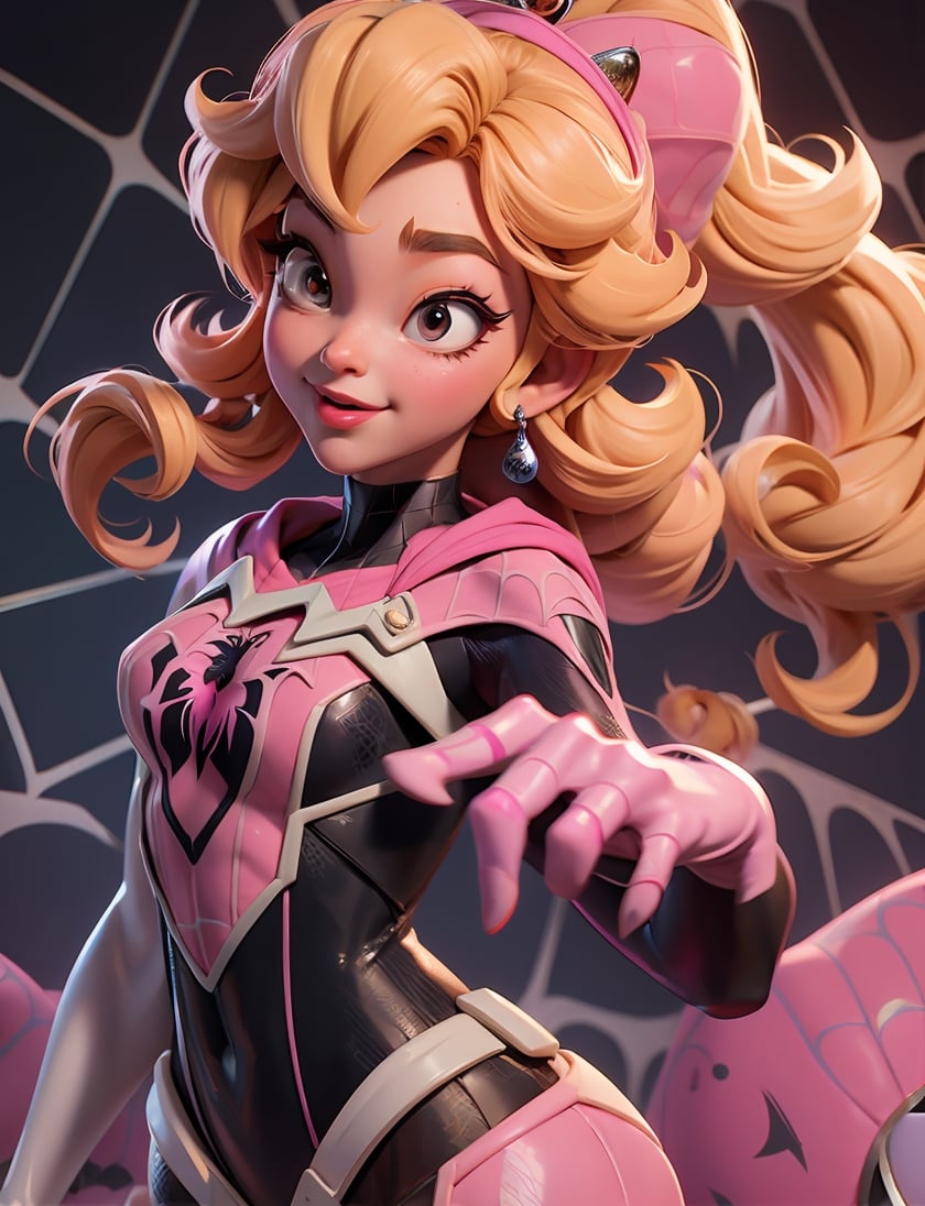 Princess peach in the style of SM, (120R), ((spiderverse-suit)), 