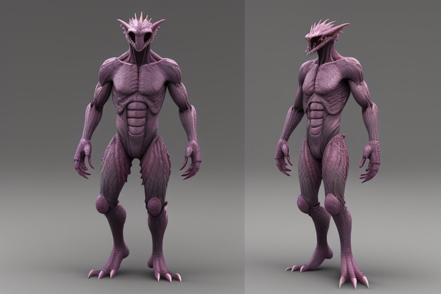 worm monster humanoid 3d, reference, render