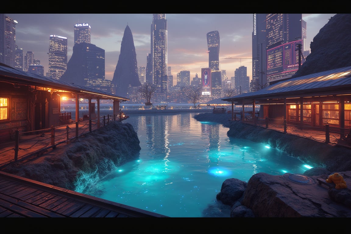 cyberpunk metropolis, train station, tidal pool,meteor shower peak,noc-fantasy