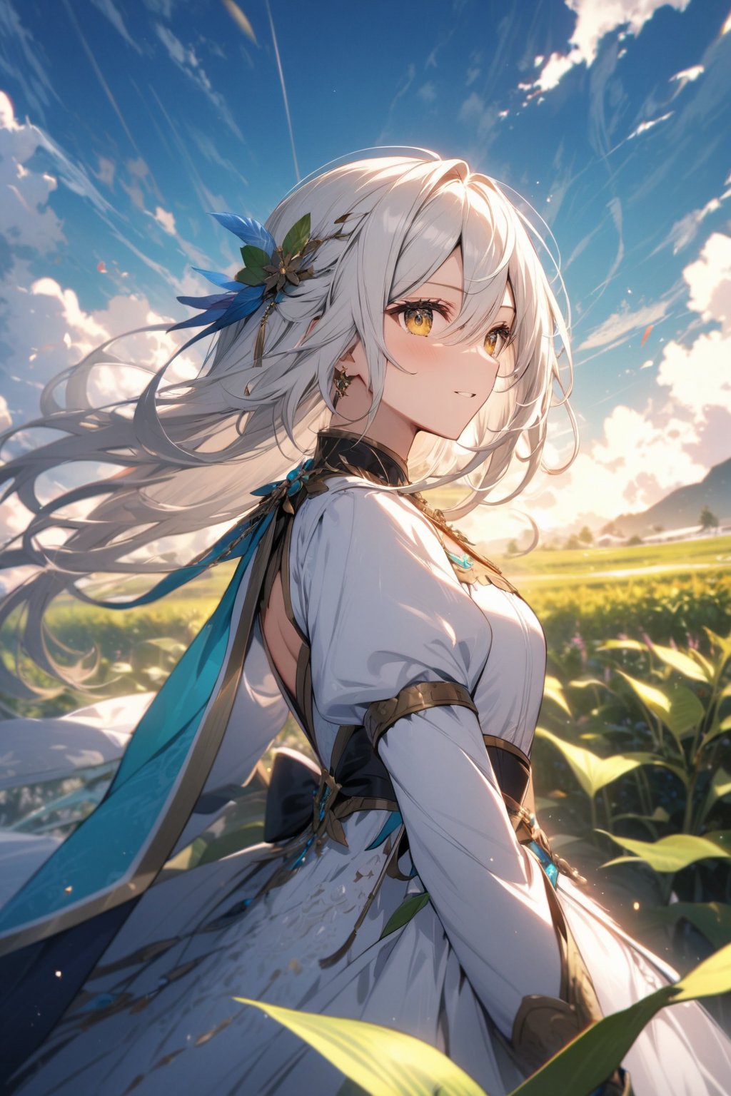 Cultivation World, female, white hair, white clothes