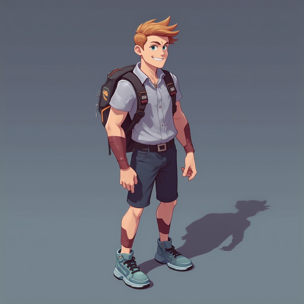 a boy, isometric style,noc-isometric