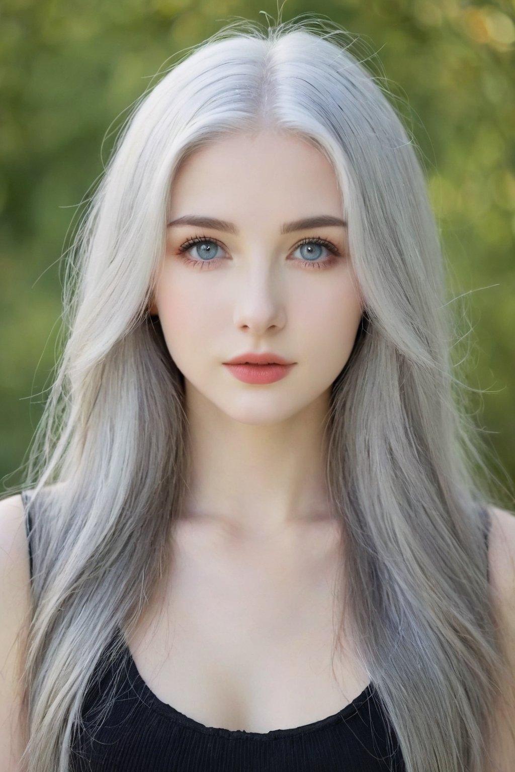 1 Ukraine girl, grey hair, grey eyes