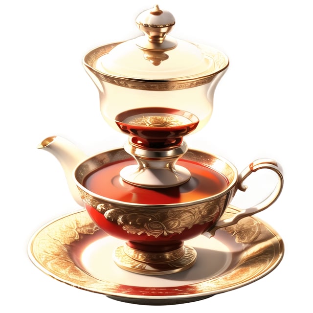 near the window on a table covered with a red tablecloth are a porcelain teapot, a cup on a saucer empty, a samovar, a bouquet of flowers in a crystal vase