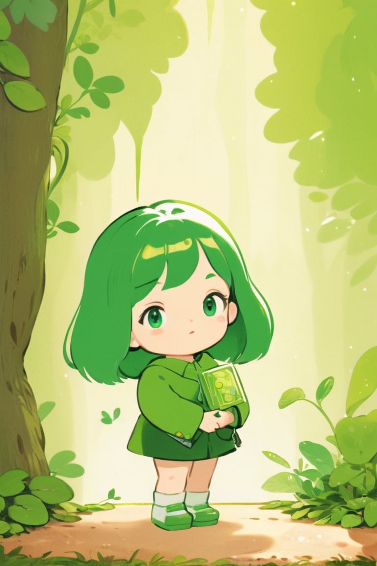 masterpiece, best quality, highres, 1_girl,high quality illustration, (1girl:1.6),BREAKLush Square, Lush Exploration,Premium Generosity,BREAKanalog film, grainy textures, warm tones, nostalgic atmosphere, organic imperfections, classic charm, timeless aesthetics , Line Chibi green