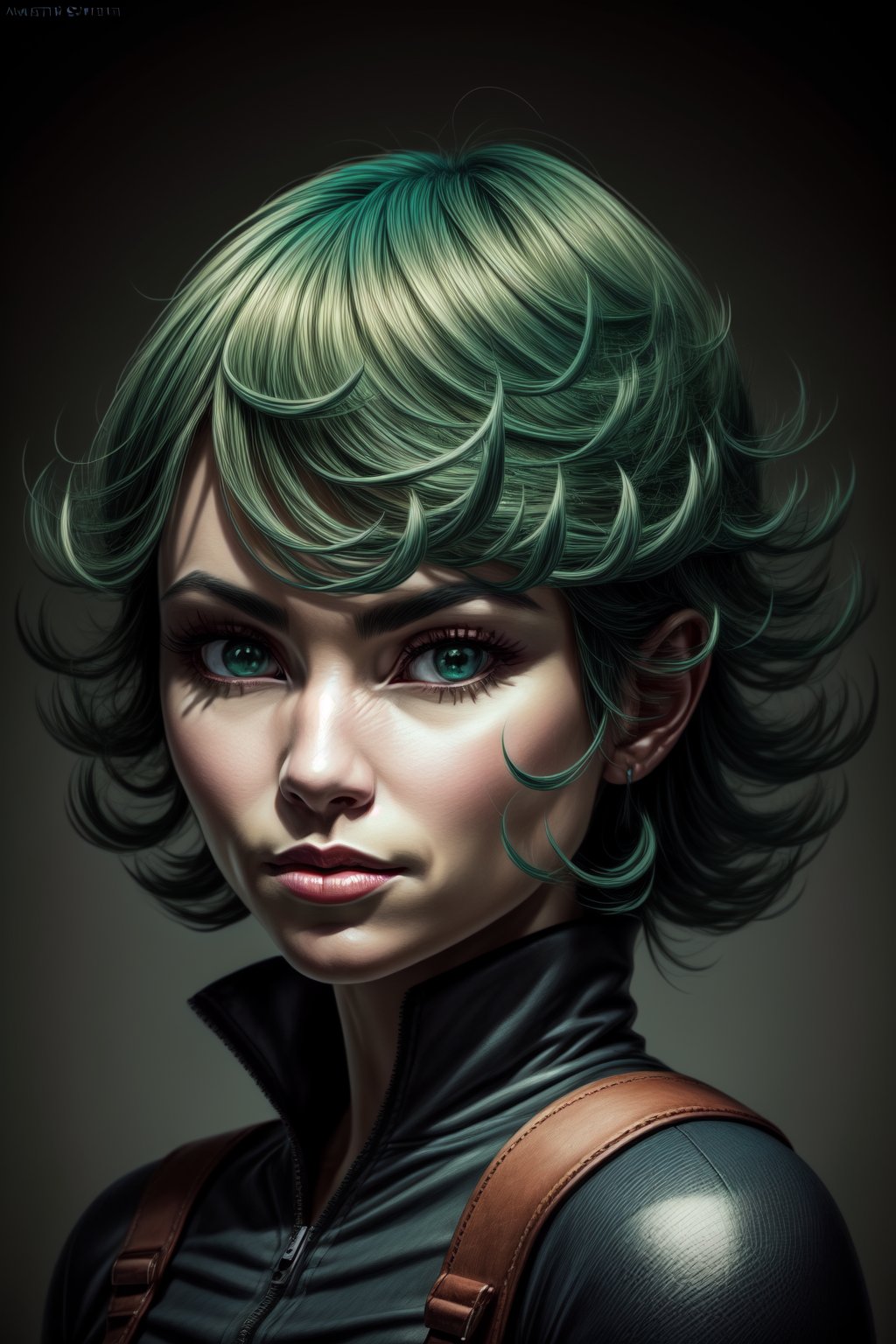 Tatsumaki portrait by martin ansin Warm lighting, intricately detailed, 8k, perfect shading, perfect detail, perfect colours, martin ansin style