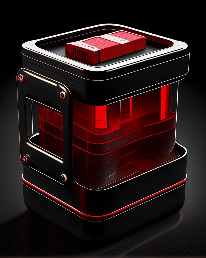 A _blood_ storage_ box_of_ great_style,  , best quality, blood_Tubes in box , red lights in box high quality, high detailed, perfect , high_detailed,dark bakground, realistic_look