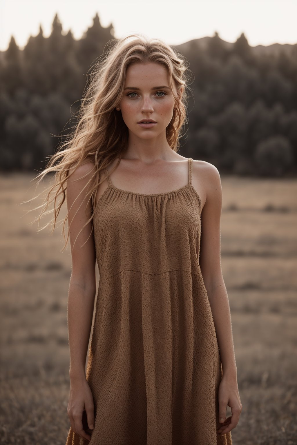 a european girl outdoors, california dessert, summer dress, ginger, by lee jeffries nikon d850 film stock photograph 4 kodak portra 400 camera f1.6 lens rich colors hyper realistic lifelike texture dramatic lighting unrealengine trending on artstation cinestill 800,realism,realistic,raw,analog,woman,portrait