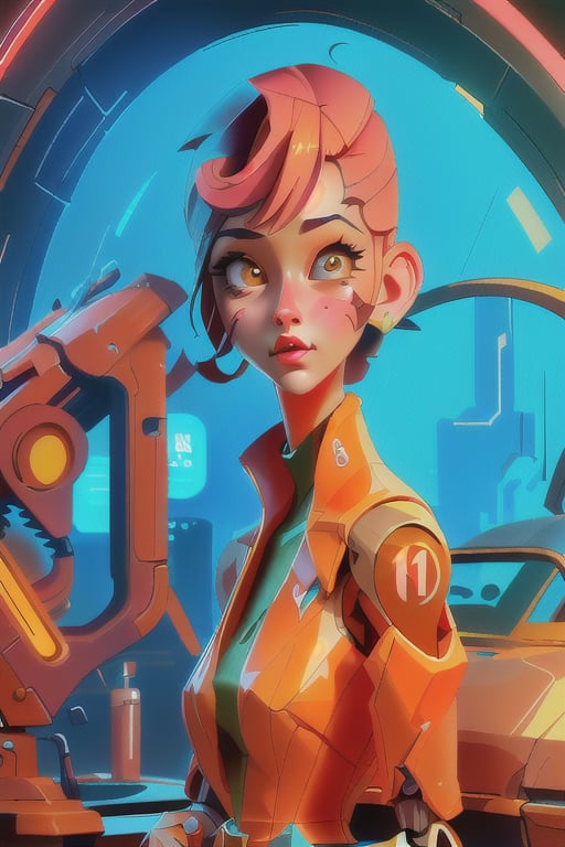 retrofuturism style, soft skin, wide, trending on artstation, concept art, illustration, oil on canvas, 1930s, cartoon strips, cinematic, professional photography, cyberpunk robot