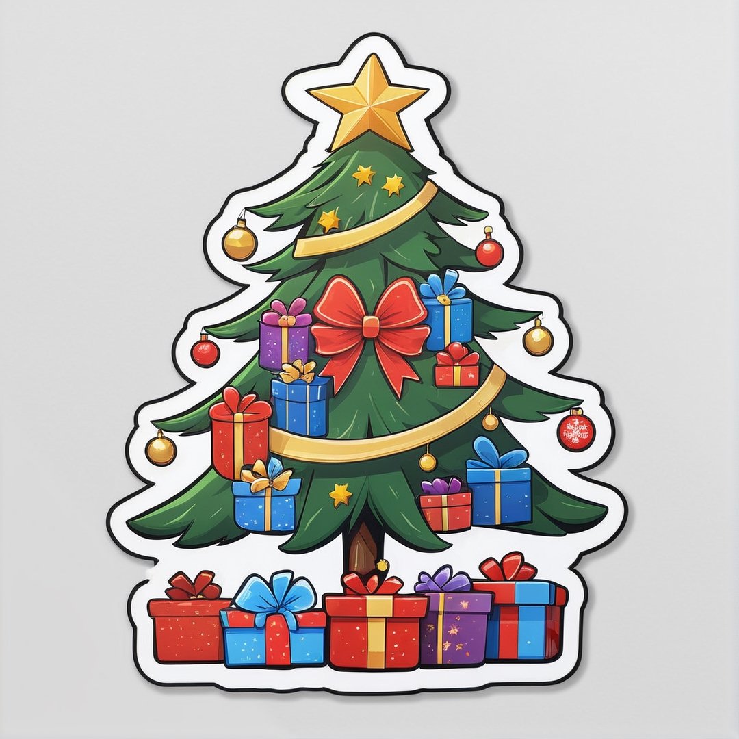 Christmas tree with presents, Sticker