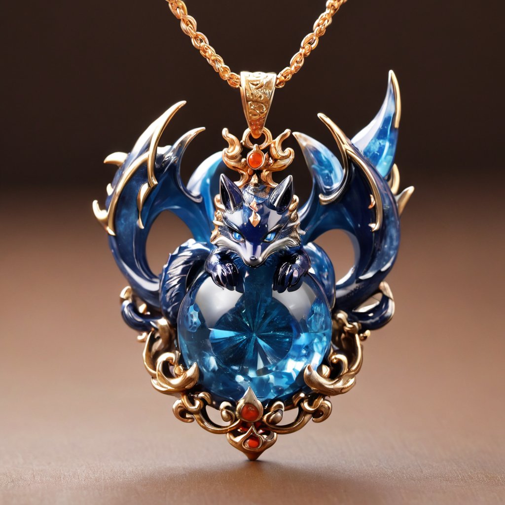 Holy Dragon Pendant,masterpiece,best quality,8k,cg,Spirit Fox Pendant
