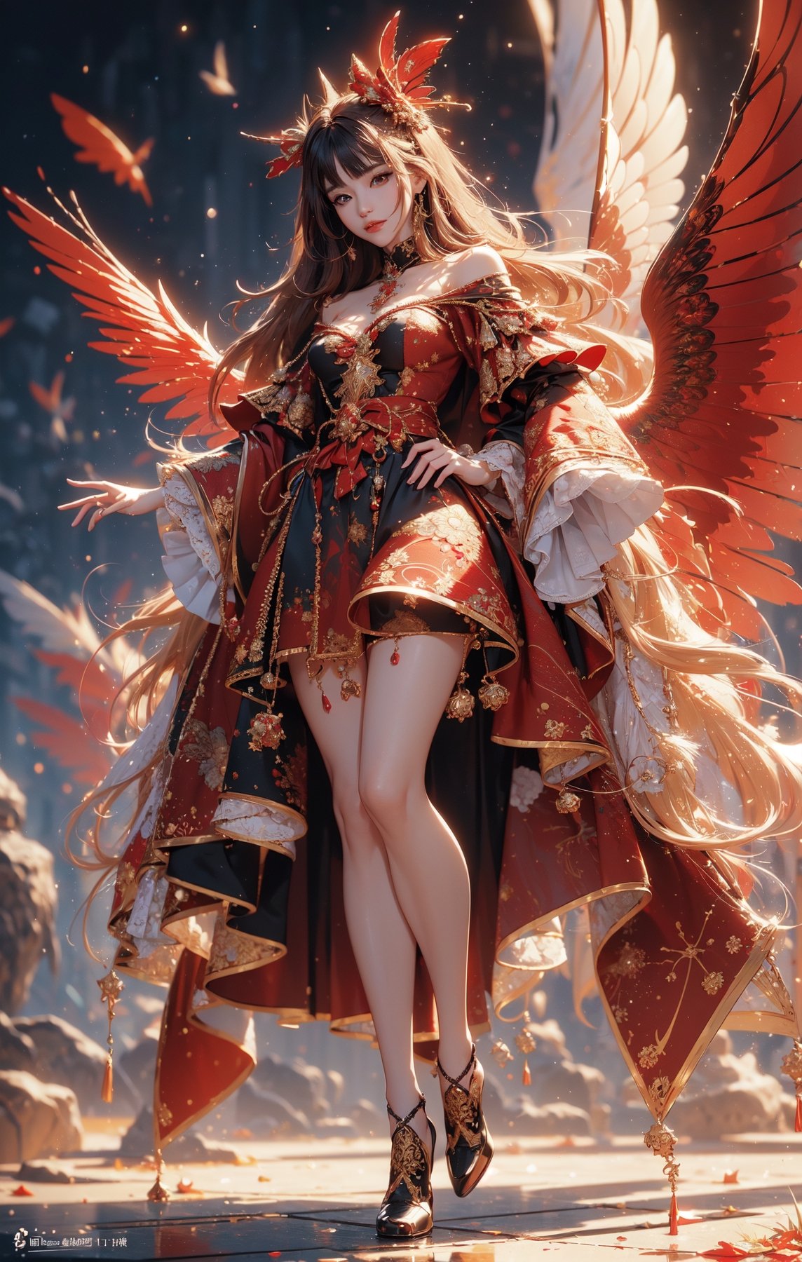 (masterpiece, top quality, best quality, official art, beautiful and aesthetic:1.2), (abstract:1.4, fractal art:1.3), (splash_art:1.2), perfect body anatomy, santa girl, wearing red pattern santa clothes, subsurface pegasus, christmas, showcasing intricate details and vibrant colors. An quality art with a strong aesthetic appeal. Scenery, ink, ((full body))