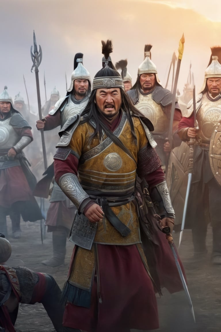 (masterpiece), (extremely intricate), fantasy, ((hyper-realistic, 4K, Ancient Mongolia, (the Year is 1219 AD)

(An image of angry Genghis Khan led his colossal Mongol army to invade the Khwarazmian Empire in Persia))

(by Anne Stokes, cgsociety, fantasy art, tarot card, wiccan, detailed painting.



(perfect composition:1.4), deviantart hd, artstation hd, concept art, detailed face and body, award-winning photography, margins, detailed face, professional oil painting by Ed Blinkey, Atey Ghailan, Jeremy Mann, Greg
