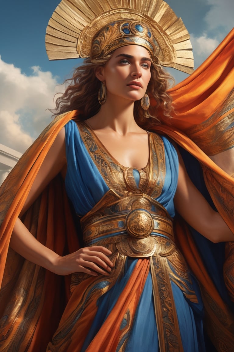 (masterpiece), (extremely intricate), fantasy, (((hyperrealistic, 8K, Ancient Greek mythology,)

Greek Goddess Metis holding a magnificent robe.

(colorful Greek God's clothing, intricate details), ( perfect composition:1.4 ) Deviantart HD, art station hd, concept art, detailed face and body.
