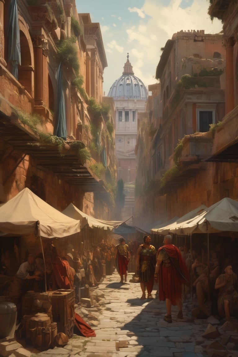 (masterpiece), (extremely intricate), fantasy, (hyperrealistic, 4K, Ancient Roman), ( Year 180 AD ),

- (Image of ancient Rome in chaos showing a civil war on the streets.

(intricate details on clothing), deviantart hd, art station hd, concept art, detailed face and body, award-winning photography, margins, detailed face, professional oil painting by Ed Blinkey, Atey Ghailan, Jeremy Mann, Greg
