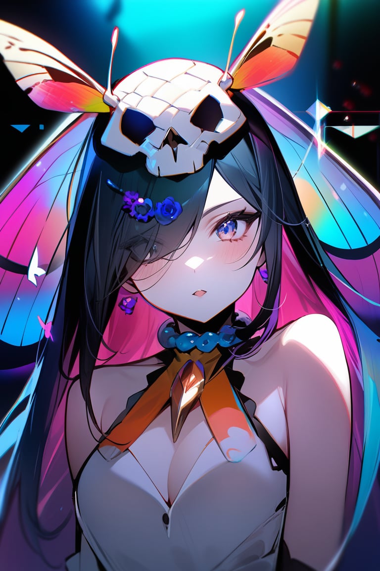 score_9, score_8_up, score_7_up, masterpiece, best quality, highres,
AoiDef, 1girl, Snake head in the of with skulls, moths, and vibrant hues.