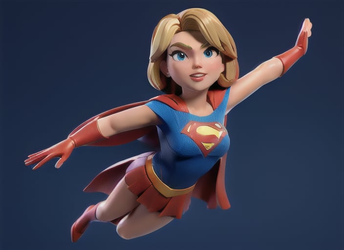 masterpiece, best quality, supergirl flying in the city,3DMM