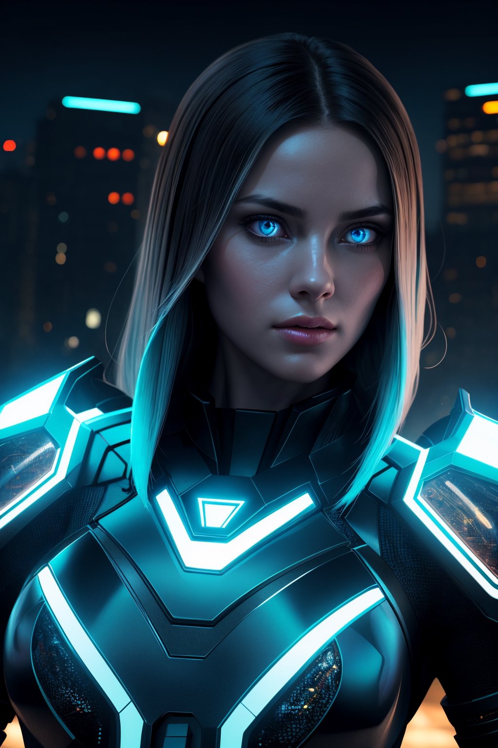 sci fi character art, cool artwork, futuristic style, in the style of 32k uhd, dark yellow and gray, futuristic dress, glowing dress, battle suit, (detailed face, upper body:1.2), (detailed blue eyes, glowing eyes:1.2), shiny skin, ((realistic hair:1.2))

panasonic lumix s pro 50mm f/1.4, techpunk, knightcore, futuristic, (detailed background), detailed landscape, 

masterpiece, best quality, realistic, side light, volumetric light, rich colors, dramatic lighting, (full dual colour lighting:1.2), (hard dual colour lighting:1.4), fine detail, absurdres, extremely detailed, depth of field, ((realistic lighting)) ultra highres, (masterpiece:1.2), (ultra detailed), (best quality), intricate, comprehensive cinematic, magical photography, (gradients), colorful, 