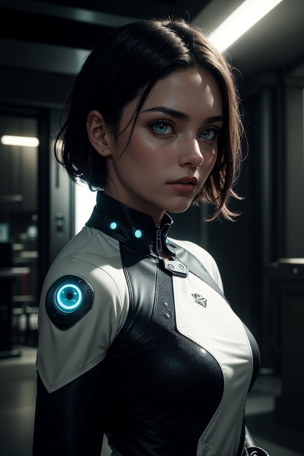 sci fi character art, cool artwork, futuristic style, in the style of 32k uhd, atey ghailan, geoff johns, dark yellow and gray, (futuristic dress, glowing dress), (detailed face, upper body:1.2), (detailed eyes, glowing eyes:1.2), shiny skin, realistic hair 

panasonic lumix s pro 50mm f/1.4, techpunk, knightcore, futuristic, (detailed background), detailed landscape, 

masterpiece, best quality, realistic, side light, volumetric light, rich colors, dramatic lighting, (full dual colour lighting:1.2), (hard dual colour lighting:1.4), fine detail, absurdres, extremely detailed, depth of field, ((realistic lighting)) ultra highres, (masterpiece:1.2), (ultra detailed), (best quality), intricate, comprehensive cinematic, magical photography, (gradients), colorful, 